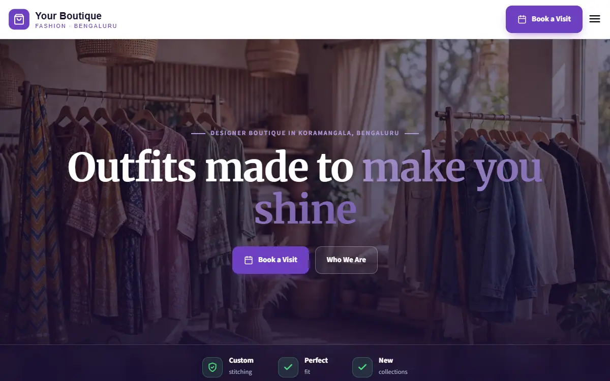 Boutique website in the Royal Classic design, on a computer