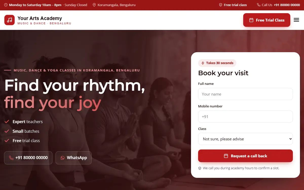 Class website in the Bold Crimson design, on a computer
