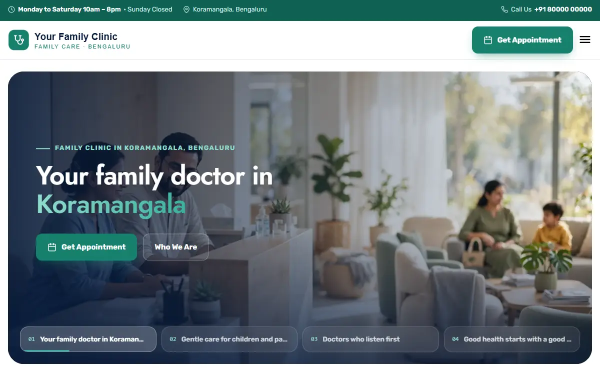 Clinic website in the Modern Classic design, on a computer