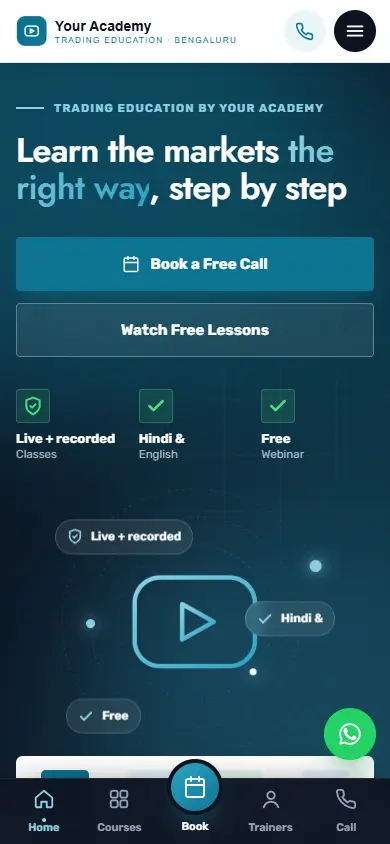 Online trainer website example, on a phone