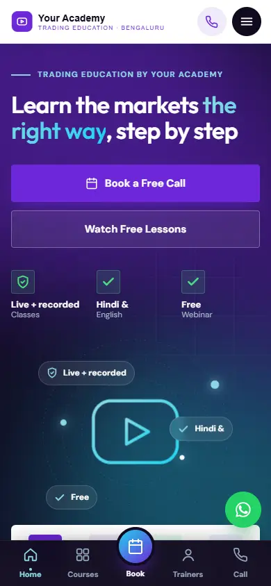 Online trainer website example, on a phone
