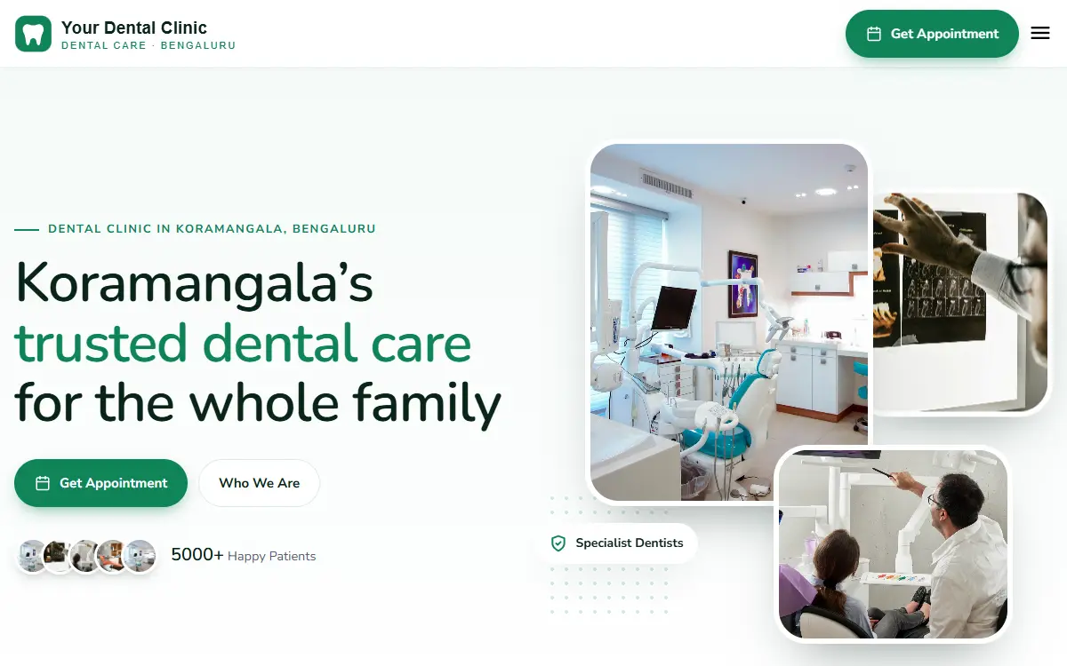 Dental clinic website in the Warm Family design, on a computer