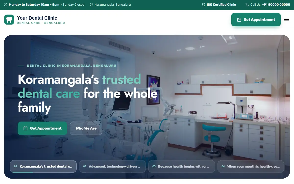 Dental clinic website in the Modern Classic design, on a computer