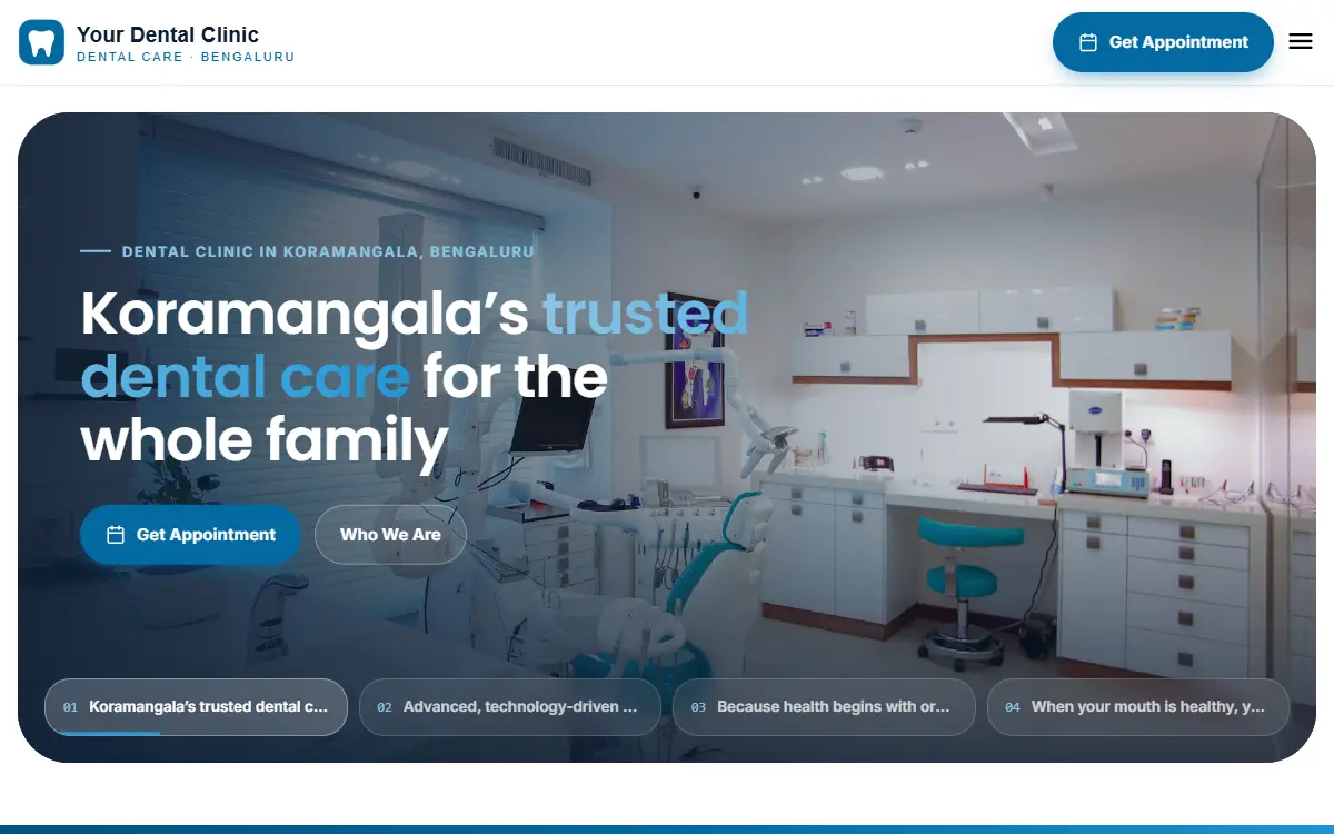Dental clinic website in the Ocean Breeze design, on a computer