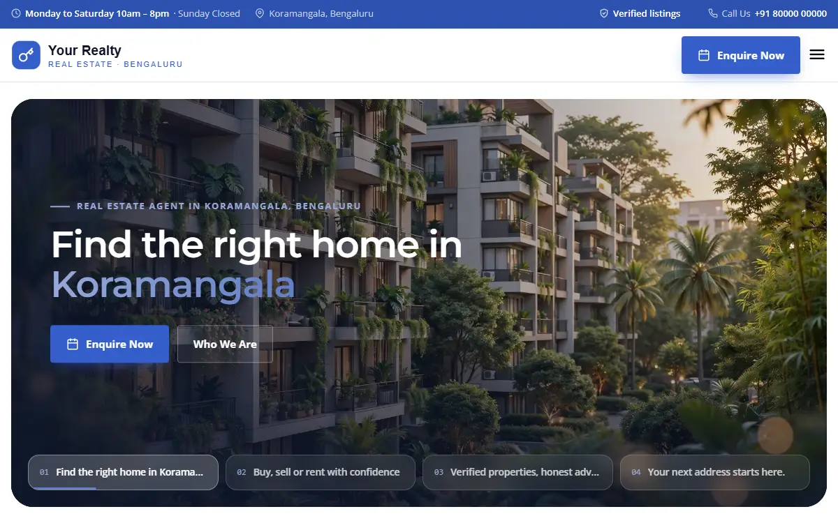 Real estate website in the Metro Cobalt design, on a computer