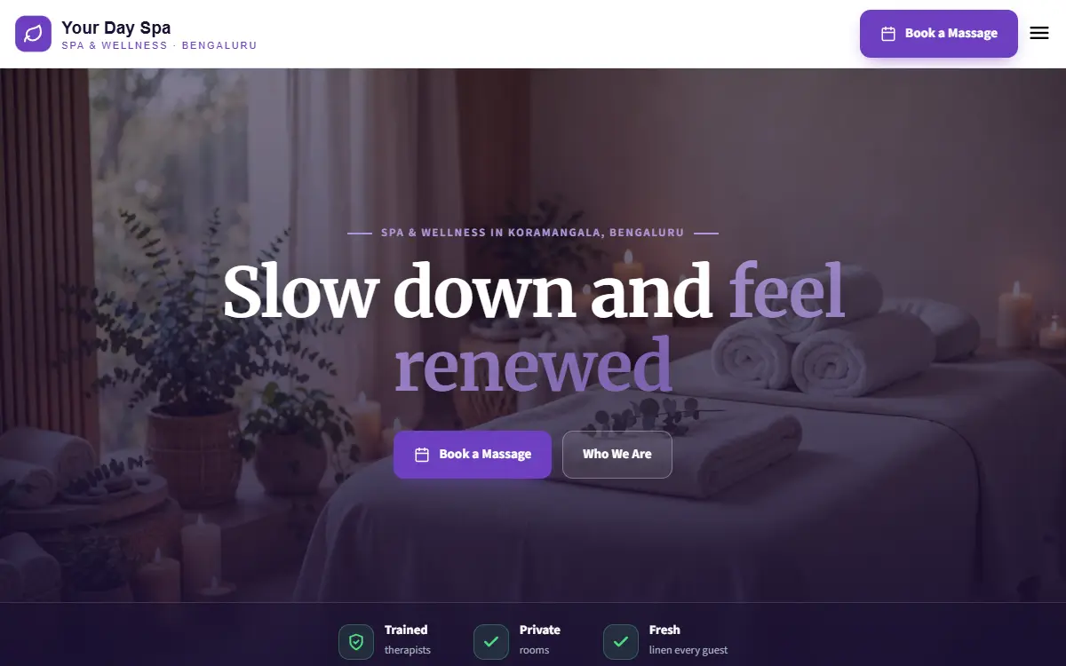 Spa website in the Royal Classic design, on a computer