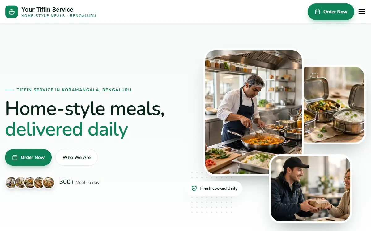 Tiffin service website in the Warm Family design, on a computer