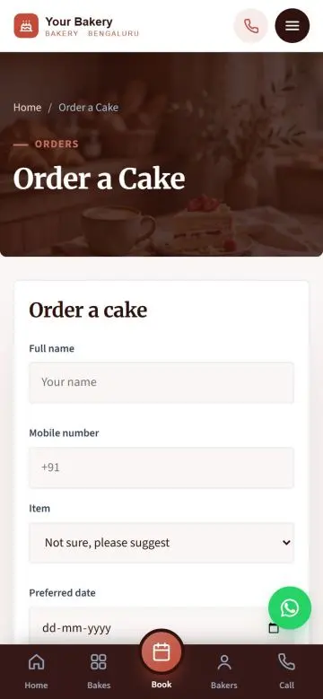 Cake order form