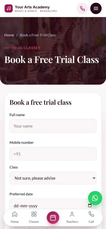 Free trial booking