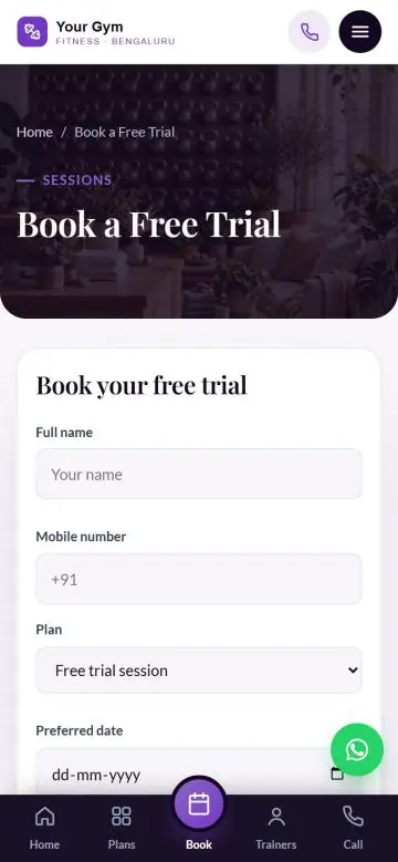 Free trial booking