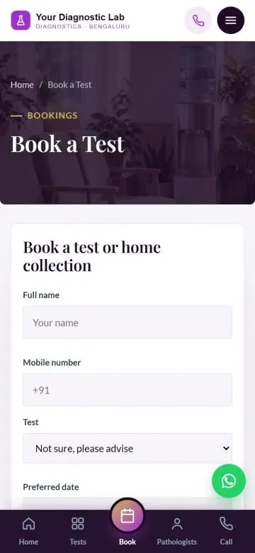 Home collection booking