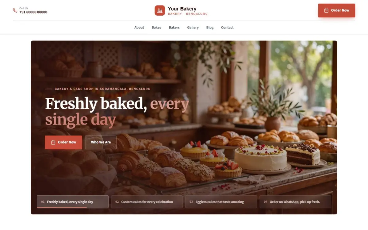Bakery & cake shop website design on a computer