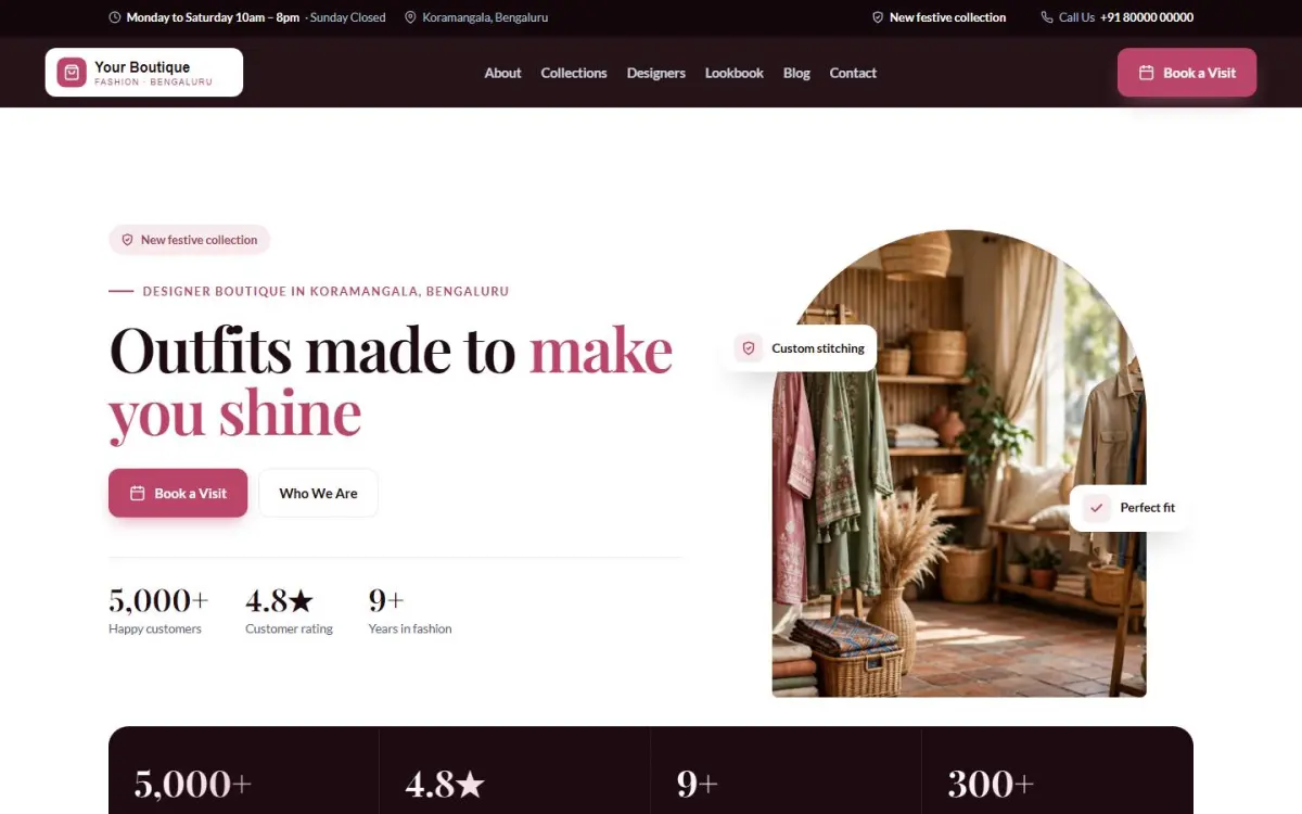 Boutique & fashion website design on a computer
