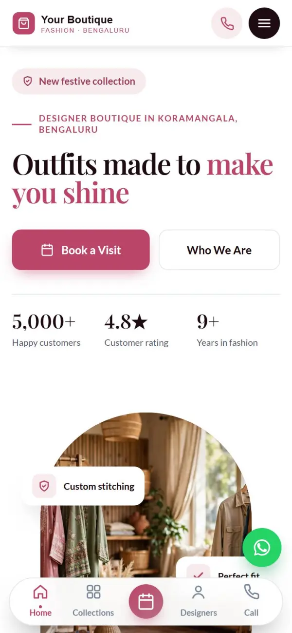 Boutique & fashion website on a phone
