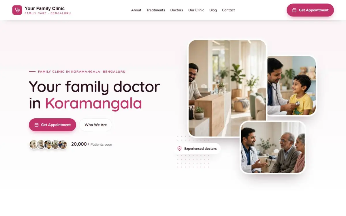 Family clinic website design on a computer
