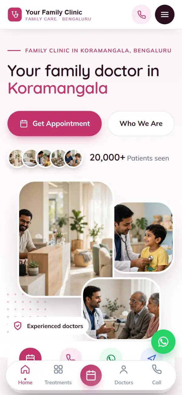 Family clinic website on a phone