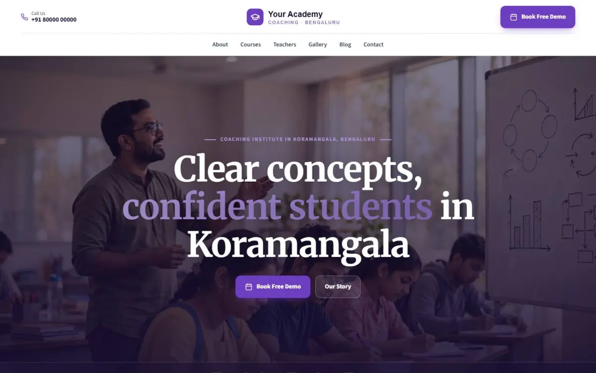 Coaching & tuition website design on a computer