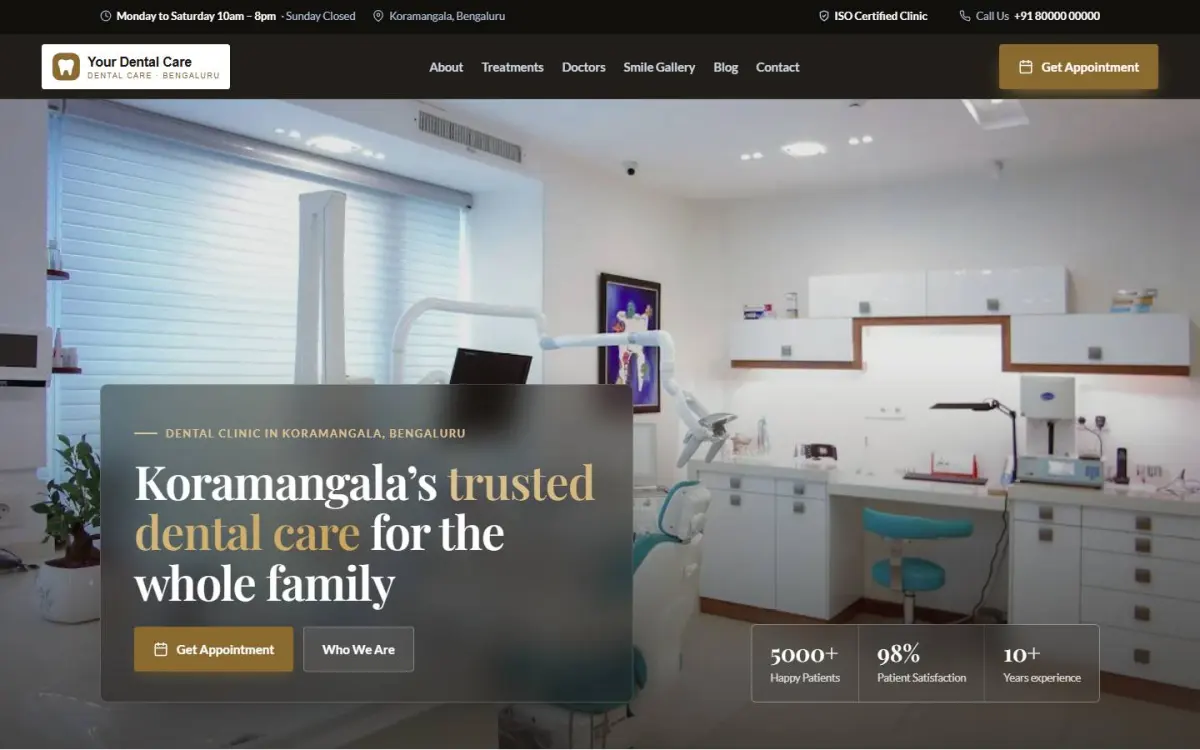 Dental clinic website design on a computer
