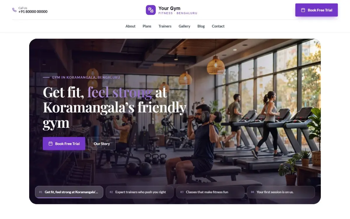 Gym & fitness website design on a computer