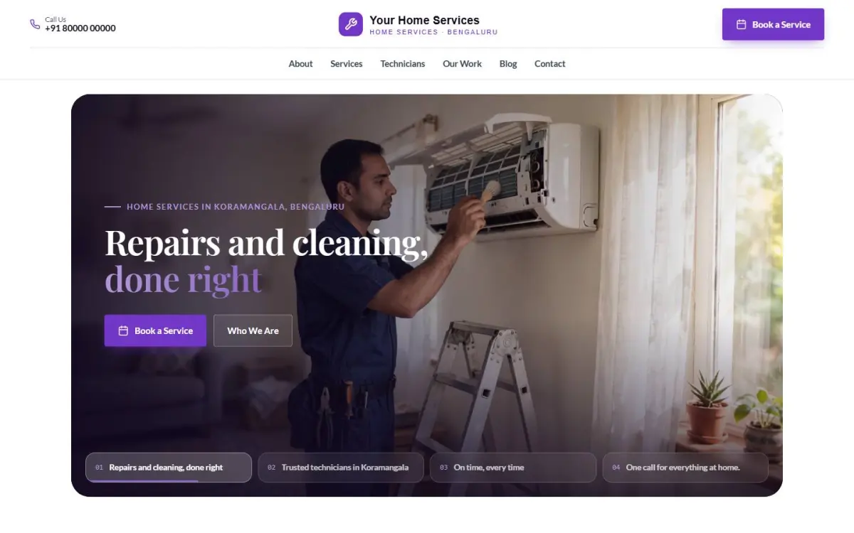 Home services website design on a computer