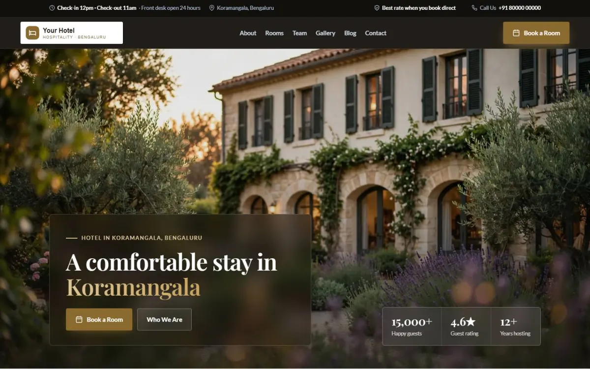 Hotel & homestay website design on a computer