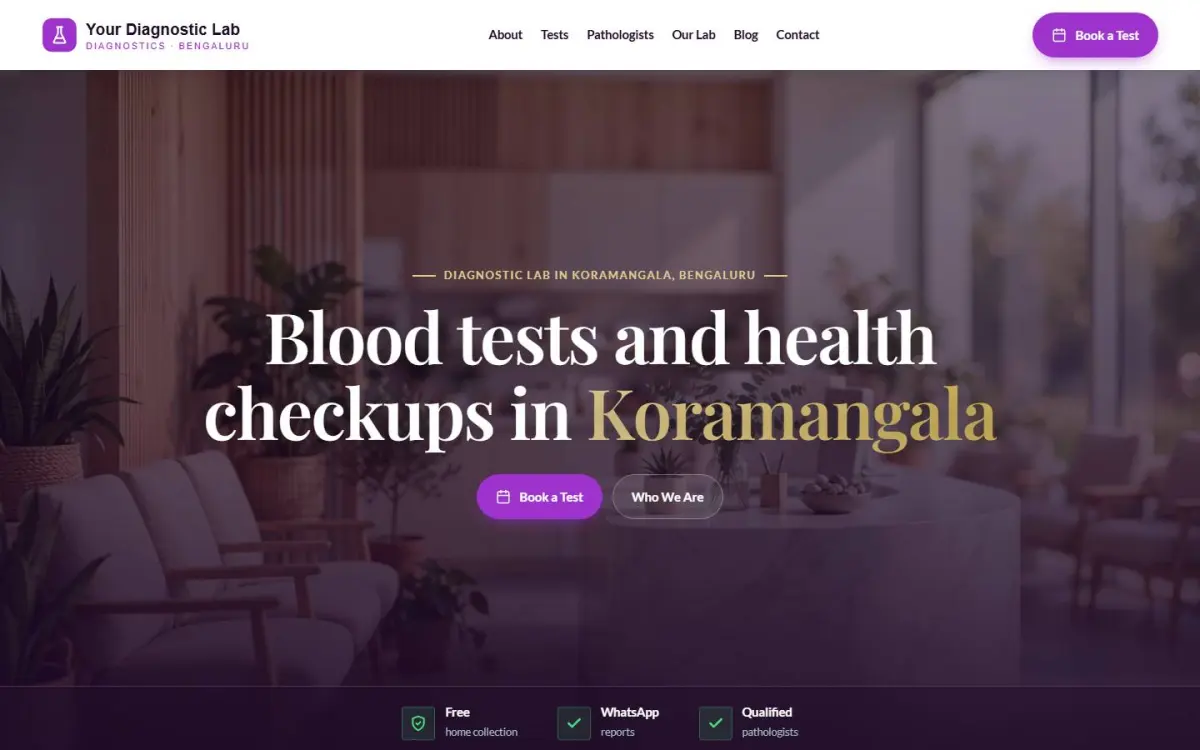 Diagnostic lab website design on a computer