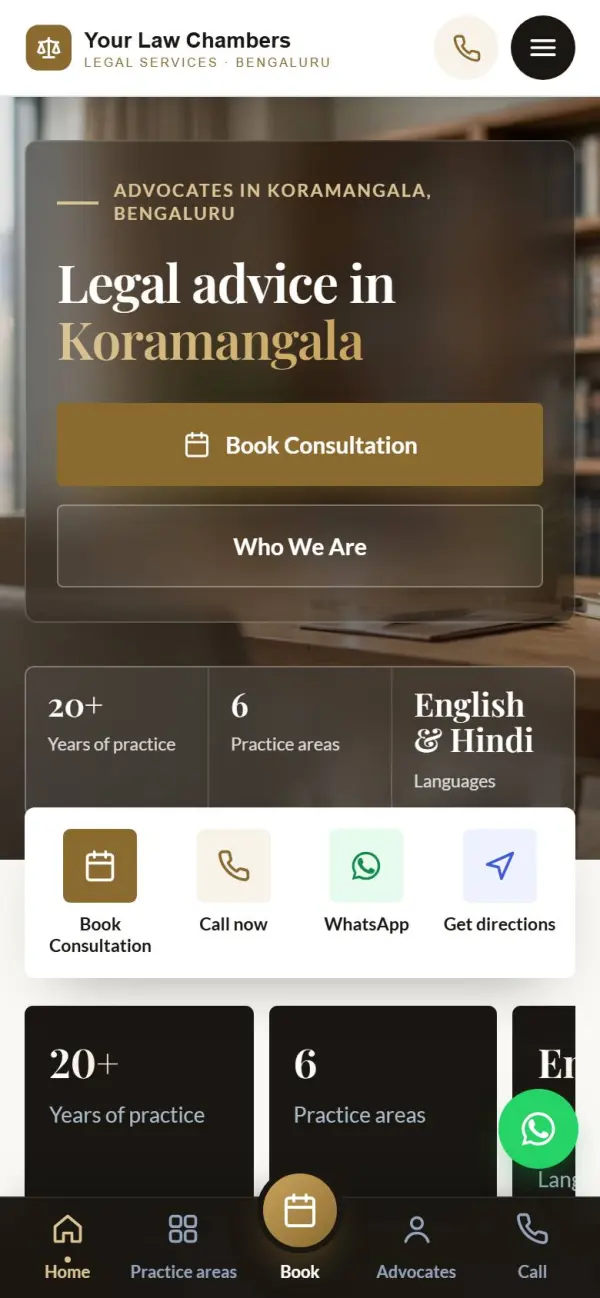 Advocate & law firm website on a phone