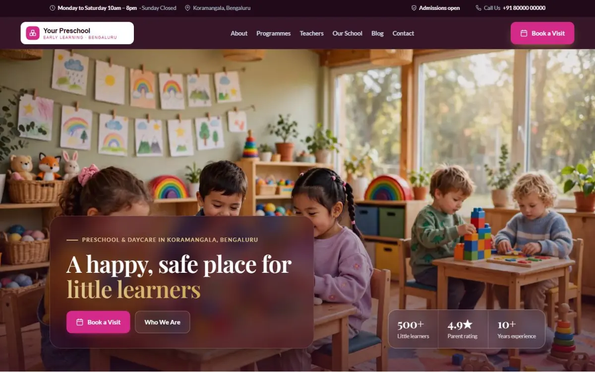 Preschool & daycare website design on a computer