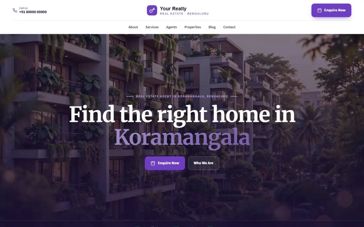 Real estate agent website design on a computer