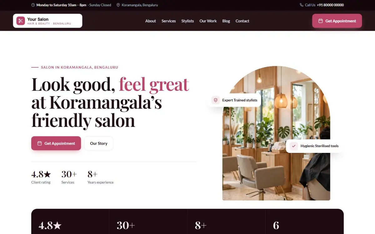 Salon & beauty website design on a computer