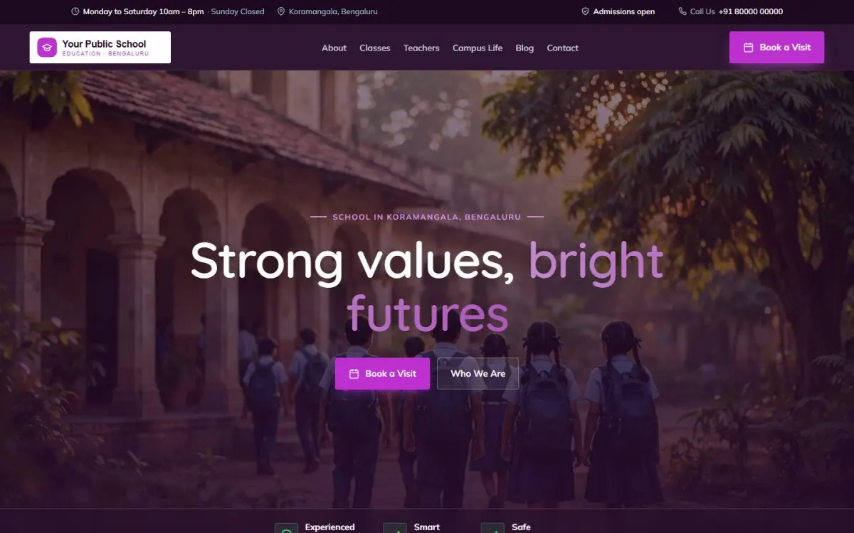 School website design on a computer