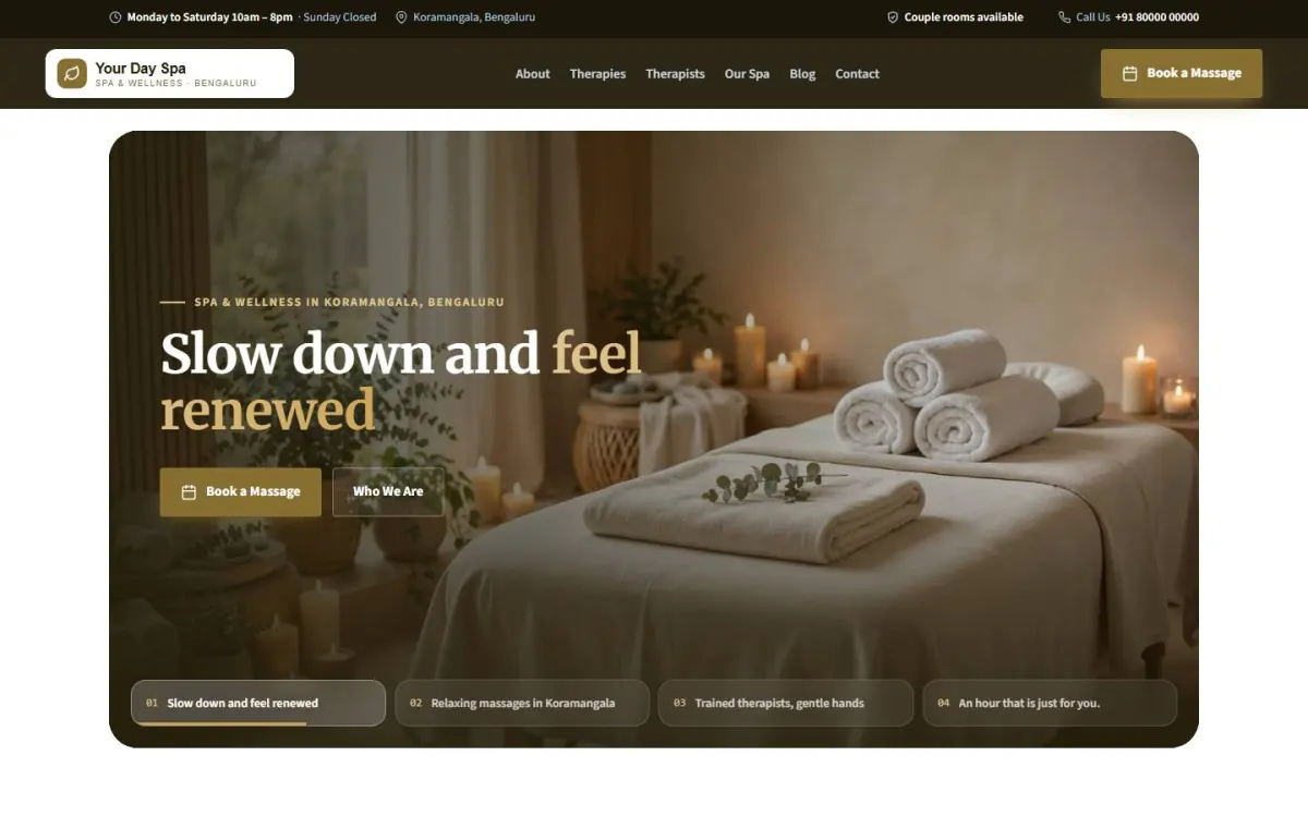 Spa & wellness website design on a computer