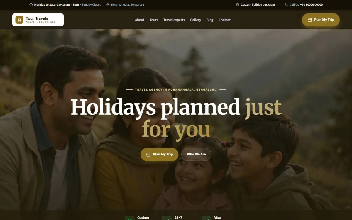 Travel agency website design on a computer